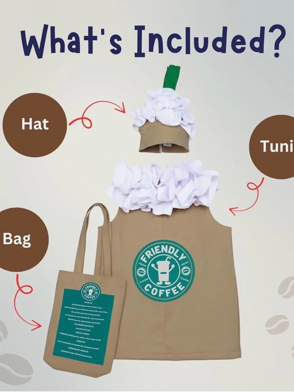 Coffee Costume for Kids - Cappuccino/Frappuccino/Latte Dress-Up 2T
